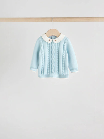 |BabyGirl| Conjunto De Suéter e Leggings De Malha Azul Para Bebê (0 meses a 3 anos)