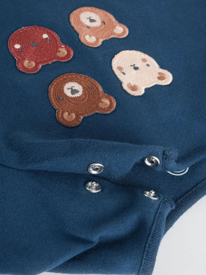 |BabyBoy| Conjunto De 6 Peças De Blusas e Leggings Azul Marinho/Marrom Para Bebê (0 meses a 3 anos)