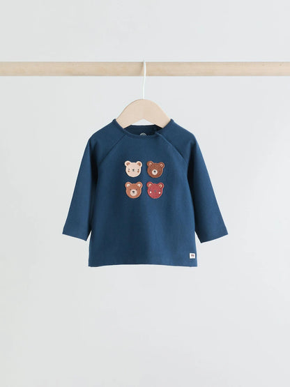 |BabyBoy| Conjunto De 6 Peças De Blusas e Leggings Azul Marinho/Marrom Para Bebê (0 meses a 3 anos)