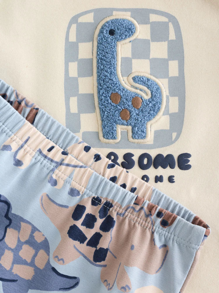 |BabyBoy| Conjunto De Blusa e Calça Legging Azul Com Estampa De Dinossauro Para Bebês (0 meses a 3 anos)