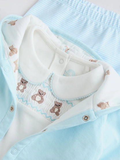 |BabyBoy| Conjunto De 3 Peças De Jaqueta, Body e Leggings De Malha Blue Bear Baby (0 meses a 2 anos)