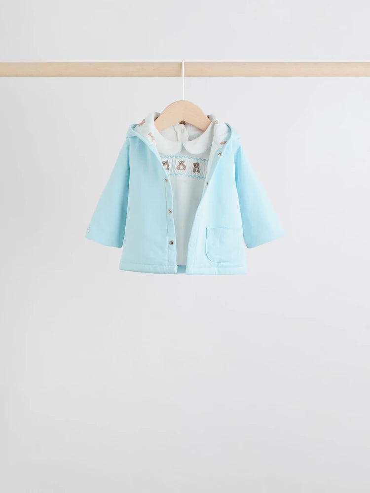 |BabyBoy| Conjunto De 3 Peças De Jaqueta, Body e Leggings De Malha Blue Bear Baby (0 meses a 2 anos)