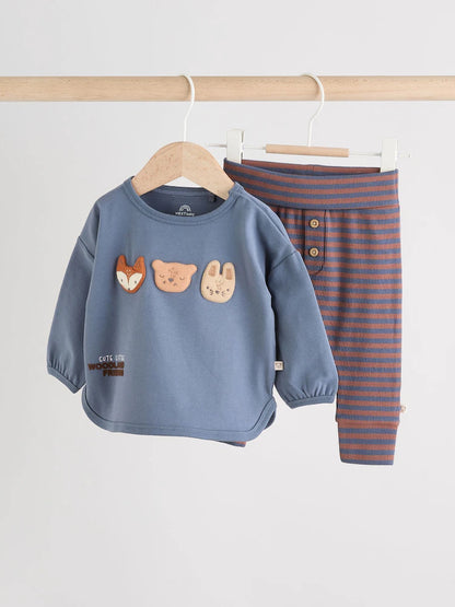 |BabyBoy| Conjunto De 2 Peças De Blusa e Leggings Blue Woodland Baby (0 meses a 3 anos)