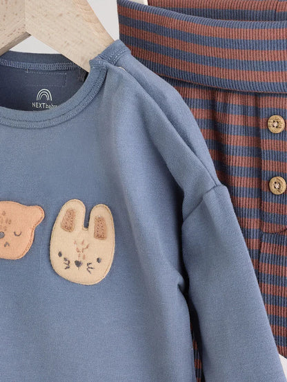 |BabyBoy| Conjunto De 2 Peças De Blusa e Leggings Blue Woodland Baby (0 meses a 3 anos)