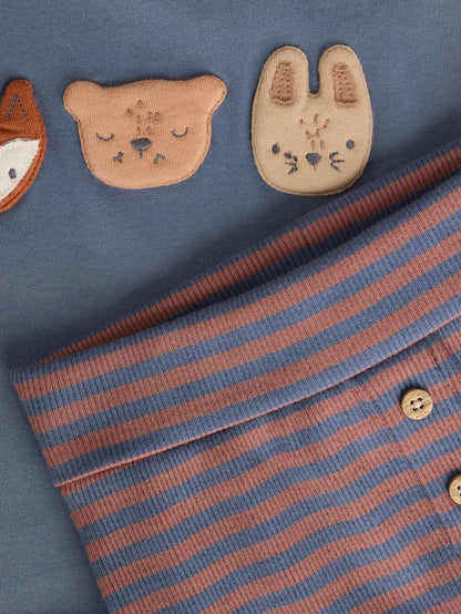 |BabyBoy| Conjunto De 2 Peças De Blusa e Leggings Blue Woodland Baby (0 meses a 3 anos)