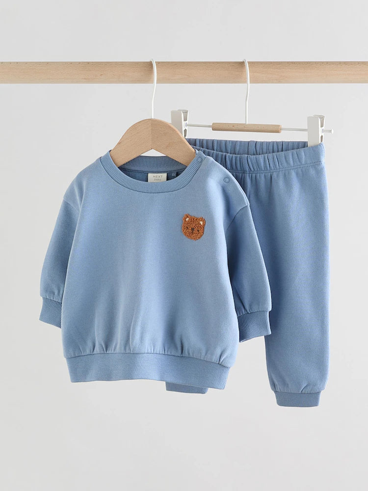 |BabyBoy| Conjunto De Moletom e Calça De Moletom Blue Bear Para Bebê (0 meses a 2 anos)