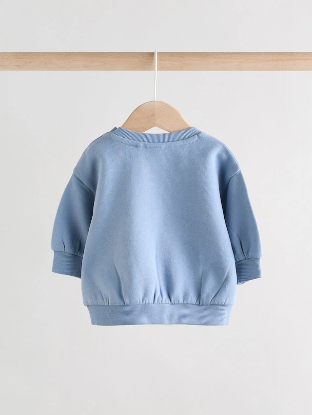 |BabyBoy| Conjunto De Moletom e Calça De Moletom Blue Bear Para Bebê (0 meses a 2 anos)