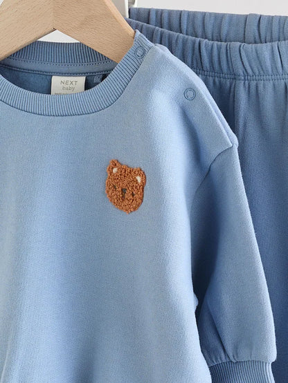 |BabyBoy| Conjunto De Moletom e Calça De Moletom Blue Bear Para Bebê (0 meses a 2 anos)
