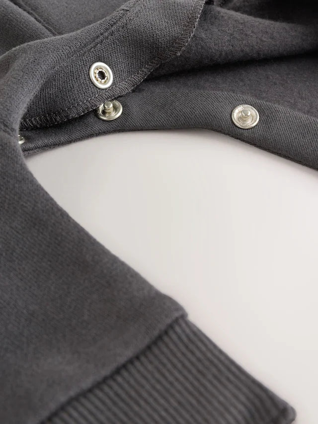 |BabyBoy| Macacão De Moletom Com Capuz Preto/Branco Para Bebê (0 meses a 3 anos)