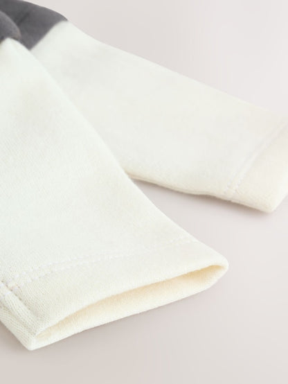 |BabyBoy| Macacão De Moletom Com Capuz Preto/Branco Para Bebê (0 meses a 3 anos)