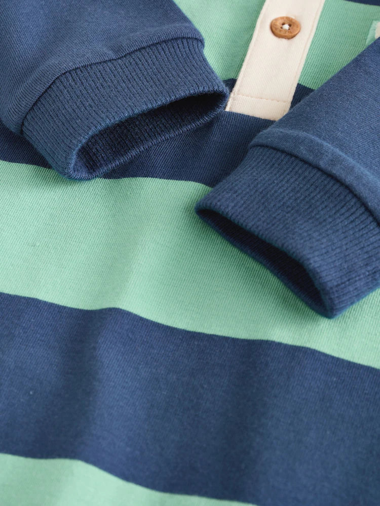 |BabyBoy| Macacão De Malha Listrado Azul/Verde Com Gola Para Bebê, Pacote com 2