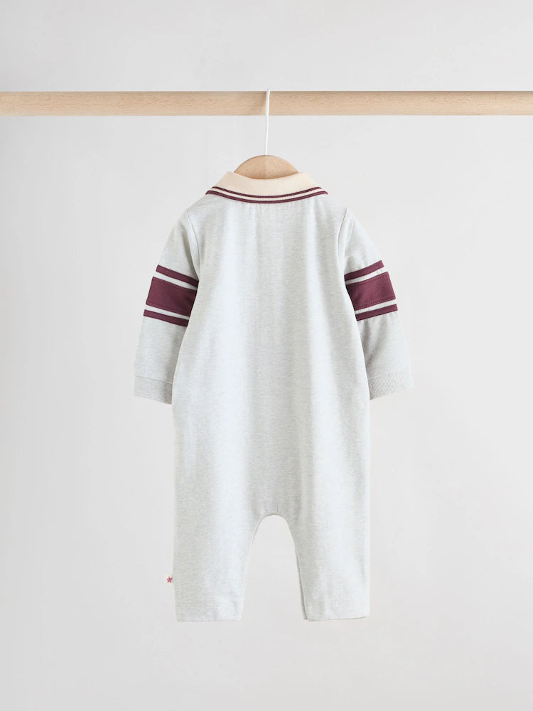 |BabyBoy| Macacão De Malha Listrado Azul/Verde Com Gola Para Bebê, Pacote com 2