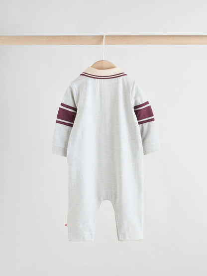|BabyBoy| Macacão De Malha Listrado Azul/Verde Com Gola Para Bebê, Pacote com 2