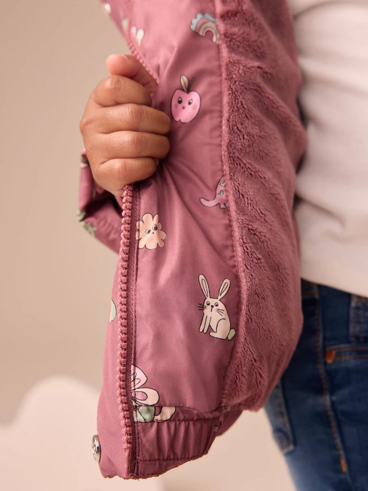 |Girl| Casaco Acolchoado Com Forro De Pele Sintética Resistente a Chuva Vermelho Bordô (3 meses a 7 anos)