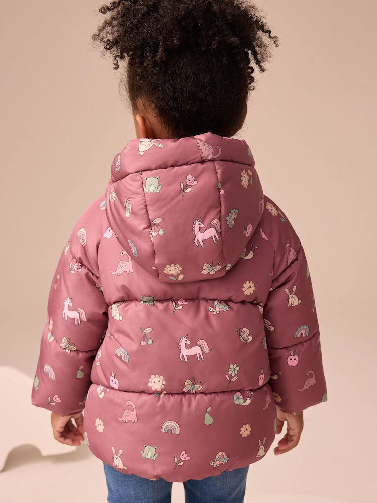 |Girl| Casaco Acolchoado Com Forro De Pele Sintética Resistente a Chuva Vermelho Bordô (3 meses a 7 anos)