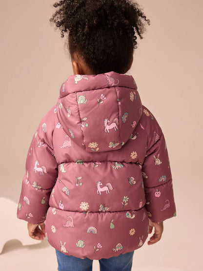 |Girl| Casaco Acolchoado Com Forro De Pele Sintética Resistente a Chuva Vermelho Bordô (3 meses a 7 anos)