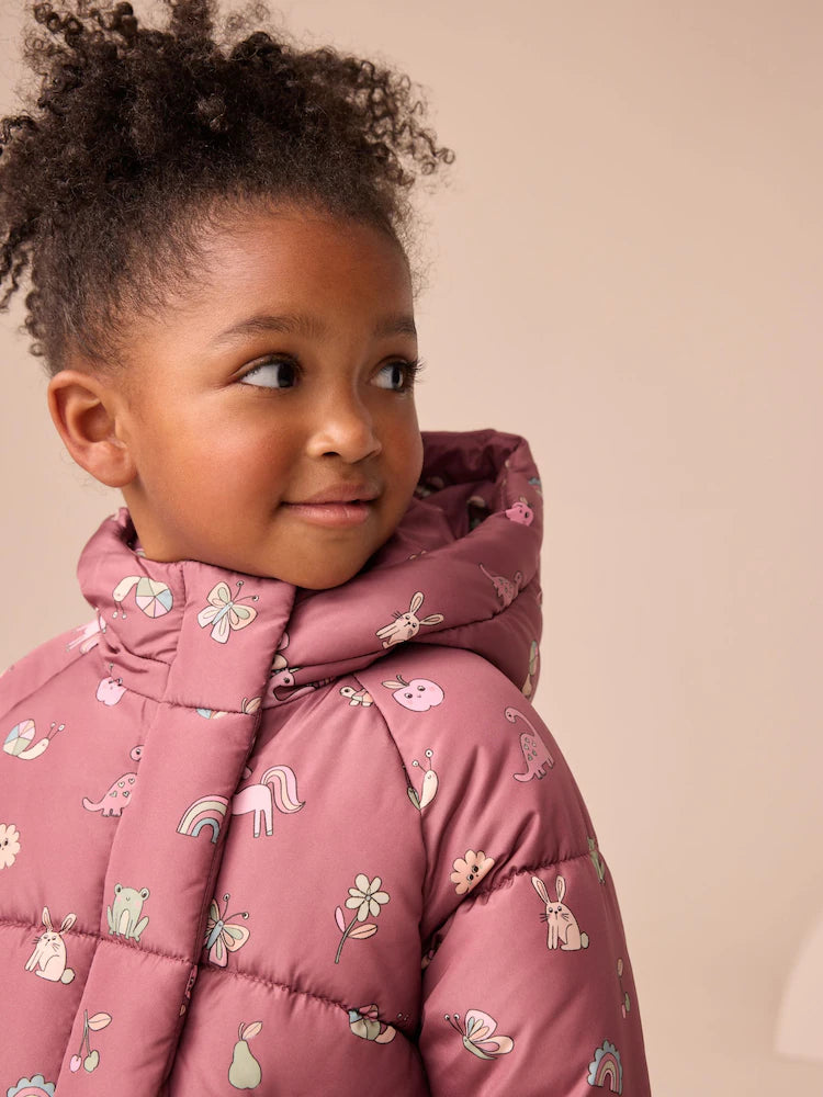 |Girl| Casaco Acolchoado Com Forro De Pele Sintética Resistente a Chuva Vermelho Bordô (3 meses a 7 anos)