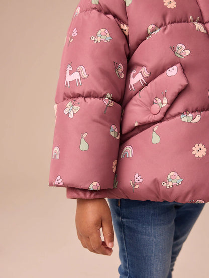 |Girl| Casaco Acolchoado Com Forro De Pele Sintética Resistente a Chuva Vermelho Bordô (3 meses a 7 anos)