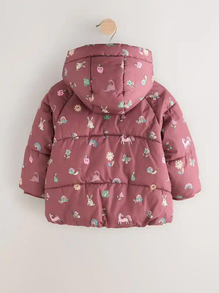 |Girl| Casaco Acolchoado Com Forro De Pele Sintética Resistente a Chuva Vermelho Bordô (3 meses a 7 anos)