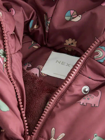 |Girl| Casaco Acolchoado Com Forro De Pele Sintética Resistente a Chuva Vermelho Bordô (3 meses a 7 anos)