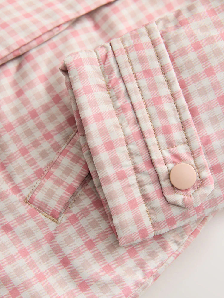 |Girl| Casaco Rosa Resistente a Chuva Com Babados e Gola (3 meses a 7 anos)