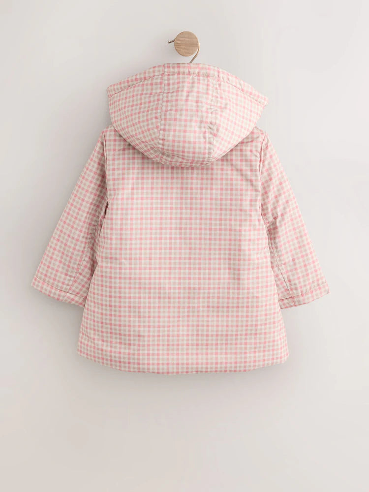 |Girl| Casaco Rosa Resistente a Chuva Com Babados e Gola (3 meses a 7 anos)