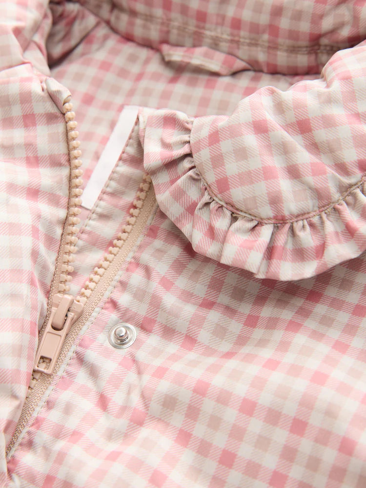 |Girl| Casaco Rosa Resistente a Chuva Com Babados e Gola (3 meses a 7 anos)