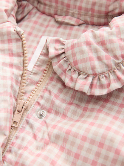 |Girl| Casaco Rosa Resistente a Chuva Com Babados e Gola (3 meses a 7 anos)