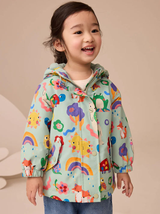|Girl| Jaqueta Impermeável Verde/Amarela (3 meses a 7 anos)