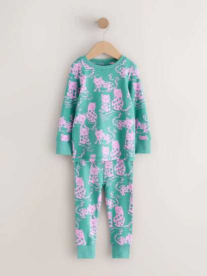 |Girl| Pijama Snuggle Com Estampa De Personagem Roxo/Verde, Pacote Com 3 (9 meses a 12 anos)