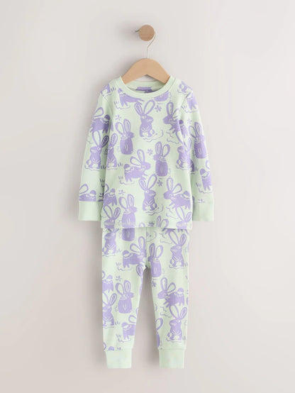 |Girl| Pijama Snuggle Com Estampa De Personagem Roxo/Verde, Pacote Com 3 (9 meses a 12 anos)