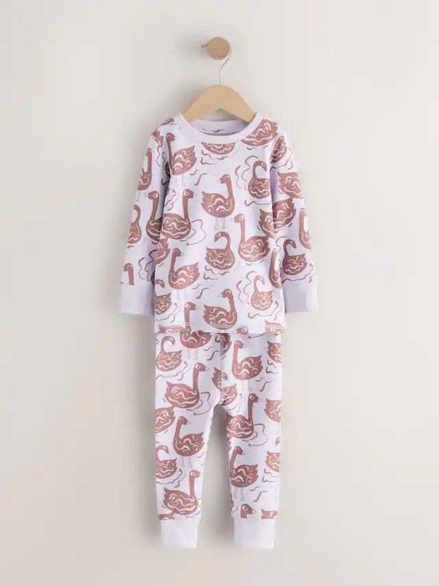 |Girl| Pijama Snuggle Com Estampa De Personagem Roxo/Verde, Pacote Com 3 (9 meses a 12 anos)