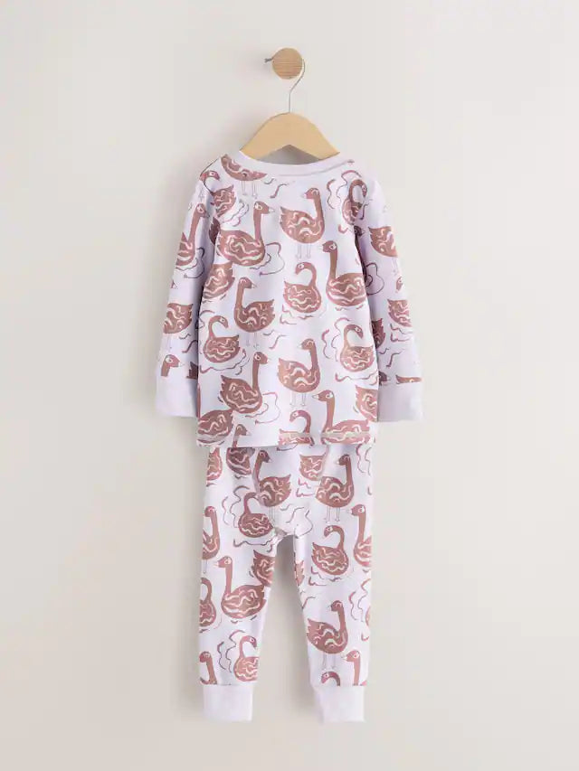 |Girl| Pijama Snuggle Com Estampa De Personagem Roxo/Verde, Pacote Com 3 (9 meses a 12 anos)