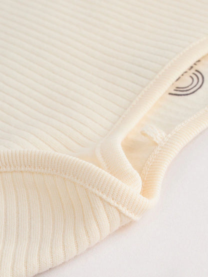 |BabyBoy| Pacote Com 5 Bodies Manga Curta Creme Para Bebê