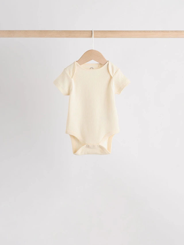 |BabyBoy| Pacote Com 5 Bodies Manga Curta Creme Para Bebê