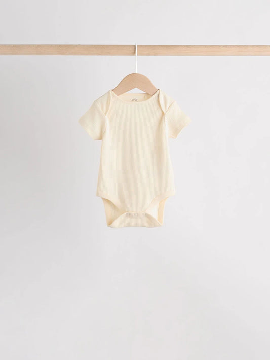 |BabyBoy| Pacote Com 5 Bodies Manga Curta Creme Para Bebê