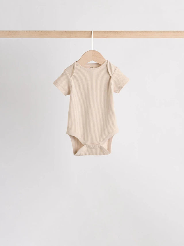 |BabyBoy| Pacote Com 5 Bodies Manga Curta Creme Para Bebê