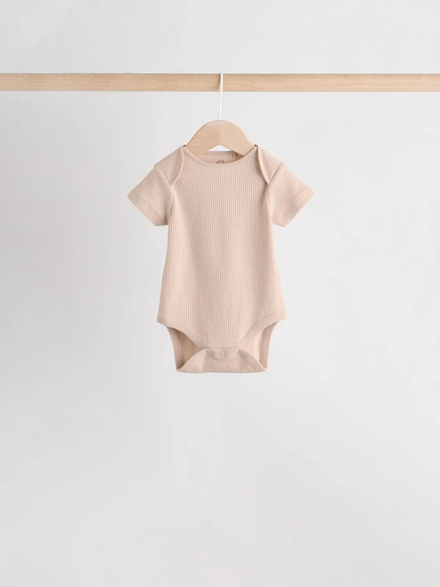 |BabyBoy| Pacote Com 5 Bodies Manga Curta Creme Para Bebê