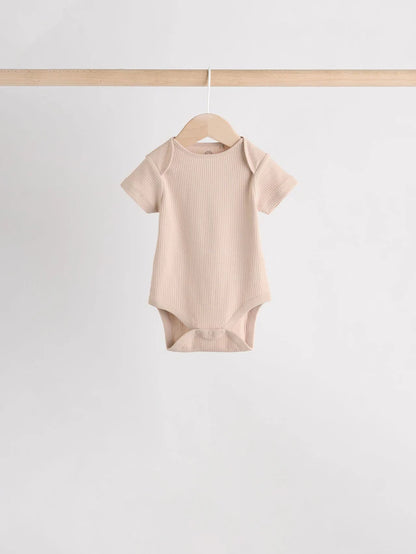 |BabyBoy| Pacote Com 5 Bodies Manga Curta Creme Para Bebê