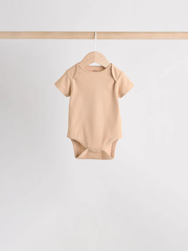 |BabyBoy| Pacote Com 5 Bodies Manga Curta Creme Para Bebê