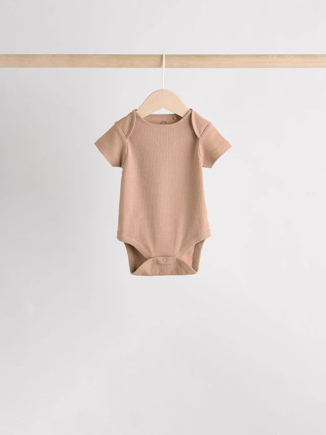 |BabyBoy| Pacote Com 5 Bodies Manga Curta Creme Para Bebê