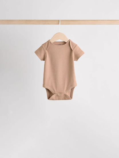 |BabyBoy| Pacote Com 5 Bodies Manga Curta Creme Para Bebê