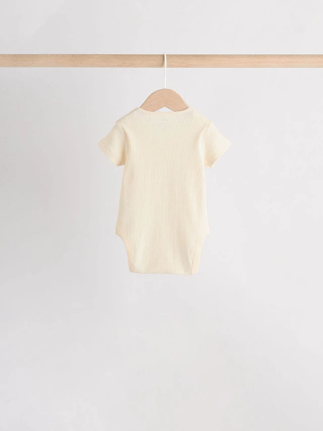 |BabyBoy| Pacote Com 5 Bodies Manga Curta Creme Para Bebê