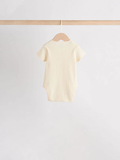 |BabyBoy| Pacote Com 5 Bodies Manga Curta Creme Para Bebê