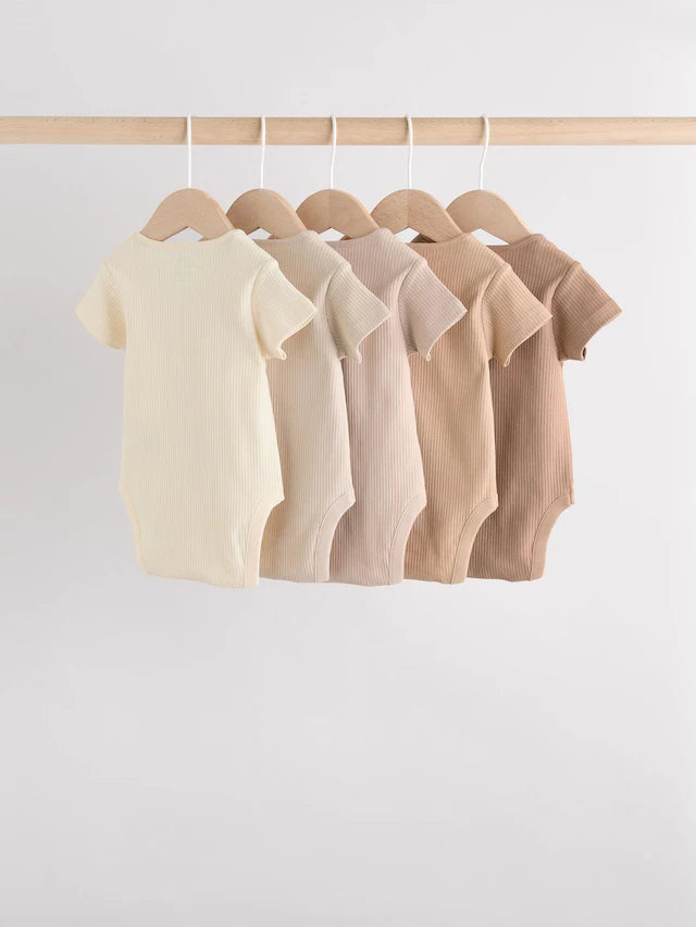 |BabyBoy| Pacote Com 5 Bodies Manga Curta Creme Para Bebê
