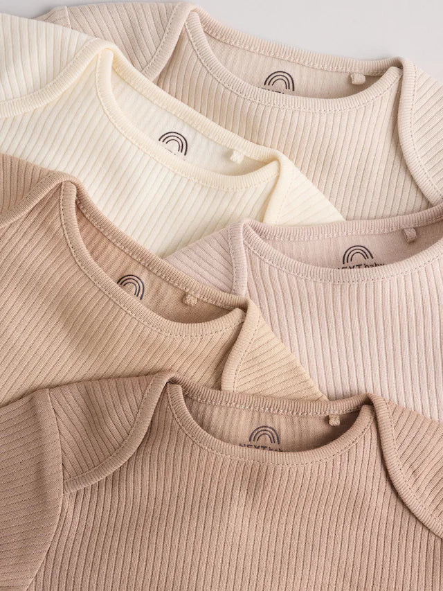 |BabyBoy| Pacote Com 5 Macacões De Manga Comprida Creme Para Bebê