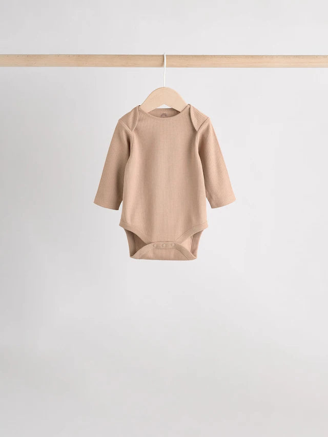 |BabyBoy| Pacote Com 5 Macacões De Manga Comprida Creme Para Bebê