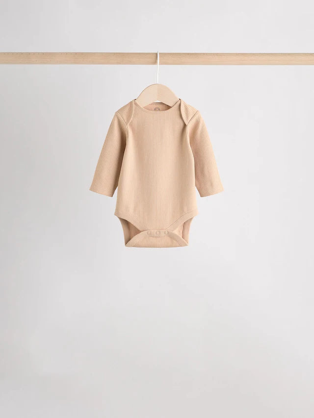 |BabyBoy| Pacote Com 5 Macacões De Manga Comprida Creme Para Bebê