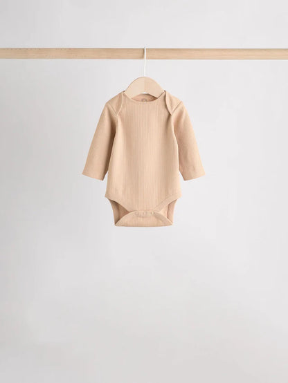 |BabyBoy| Pacote Com 5 Macacões De Manga Comprida Creme Para Bebê