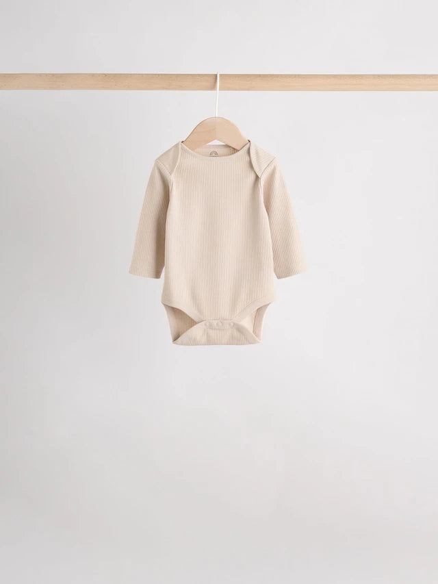 |BabyBoy| Pacote Com 5 Macacões De Manga Comprida Creme Para Bebê